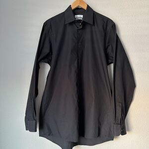 Calvin Klein Men's Button Shirt Black 100% Cotton Work Corp Preppy 15 1/2-34/35